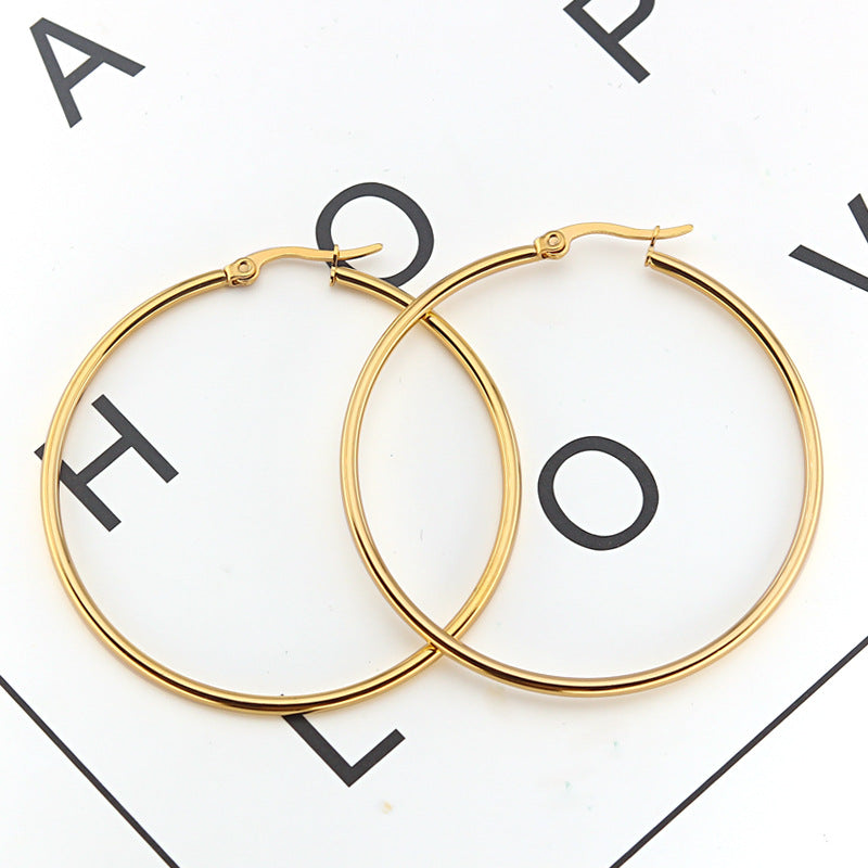 Nova Hoops, thin gold hoop earrings, flat view